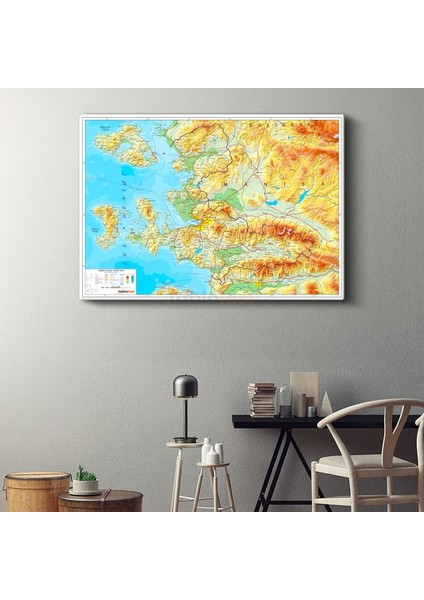 Izmir - Fiziki Haritası Kanvas Tablo