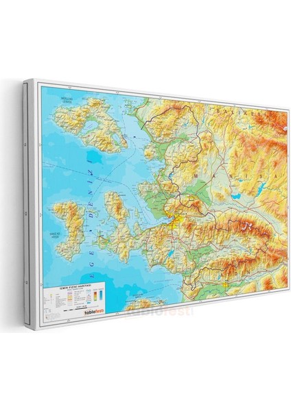 Izmir - Fiziki Haritası Kanvas Tablo modelleri