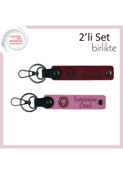 Kaplan Ruhunu Yansıtan Sevgiliye Uygun Tasarım, Kişisel Deri Anahtarlık Takımı, Bordo-Pembe