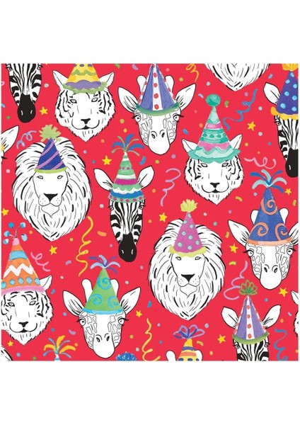 Safari Birthday Gift Wrapping Paper In Red 30" x 8' Roll