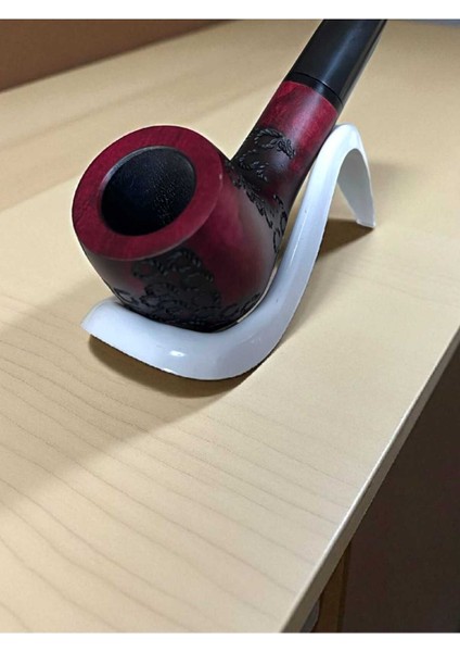 Vişne Işlemeli Ahşap Pipo | Ahlat Ağacı Pipo | Peaar Wood | Metal Filtreli | Pipo Sehpası Hediyeli