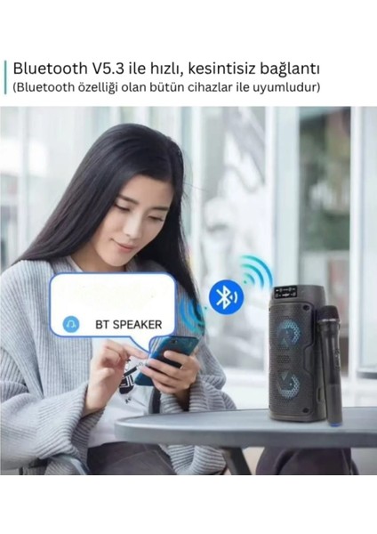 Bluetooth Hoparlör Kablosuz Mikrofonlu Karaoke Speaker Rgb 29CM Ses Bombası Fmradyo/sd indirimleri