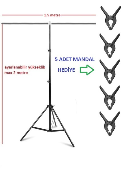 1.5X2M Taşınabilir T Fon Standı Background Stand Kolay Kurulum Geniş Açılı Devrilmez,süs,balon,parti,açılış,tanıtım