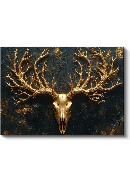 Altın Geyik Kafatası - Mistik Orman Ruhu Kanvas Tablo fiyatları