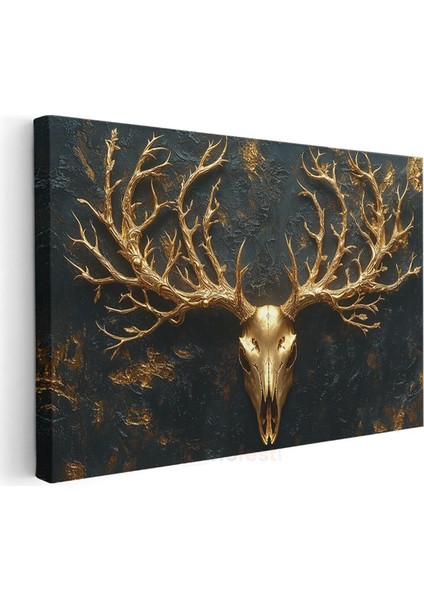 Altın Geyik Kafatası - Mistik Orman Ruhu Kanvas Tablo modelleri