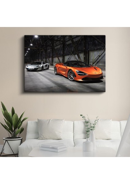 Mclaren 720S - Turuncu Süper Otomobil Ikilisi Kanvas Tablo