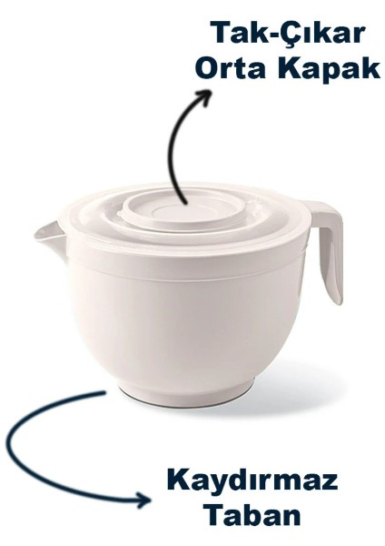 Kapaklı Mikser Kase – 3 Litre Çırpma ve Karıştırma Kabı modelleri