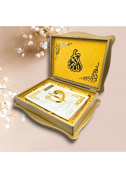 Gold Orta Boy Kuran ve Kabe Desen Ahşap Kutu modelleri