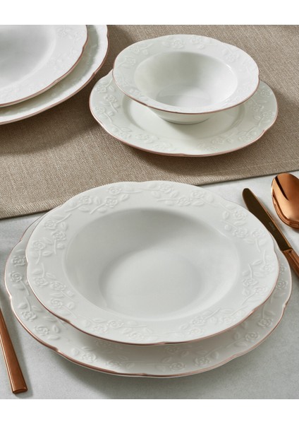 Carmina 24 Parça 6 Kişilik Bone Boya File Yemek Takımı
