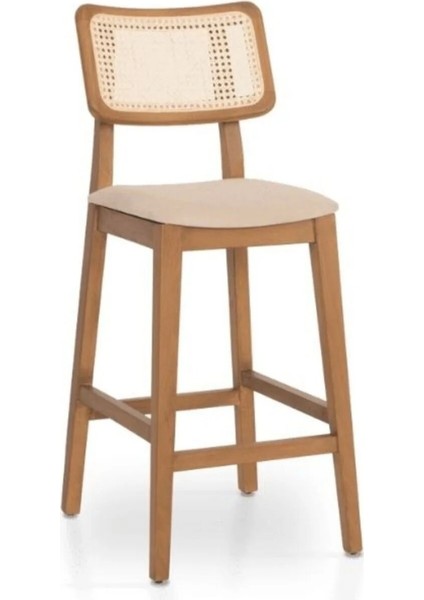 Zion Ahşap Hasırlı Bar Sandalyesi (1ADET)