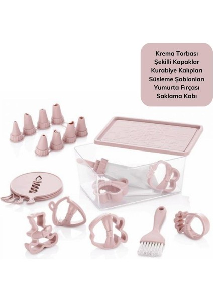 22 Parça Pasta Kek Kurabiye Seti –krema Torbası-Yumurta Fırçası-Saklama Kabı modelleri