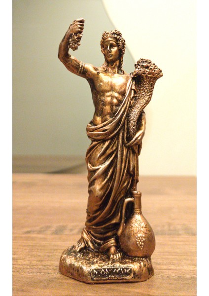 Dionysos Biblo Neşe ve Şarap Tanrısı 15,5 cm Tasarım Mitolojik Heykel Ev Dekor Hediyelik Eşya