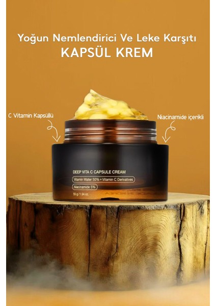 Kapsül Yüz Kremi – Cilt Aydınlatıcı, Vitamin C Yoğun Nemlendirici ve Leke Karşıtı