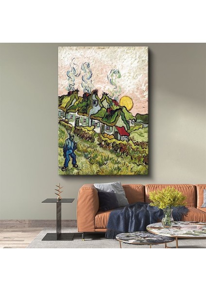 Kır Evleri - Post-Empresyonist Köy Manzarası Kanvas Tablo