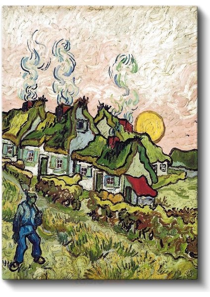 Kır Evleri - Post-Empresyonist Köy Manzarası Kanvas Tablo fiyatları