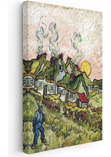 Kır Evleri - Post-Empresyonist Köy Manzarası Kanvas Tablo modelleri