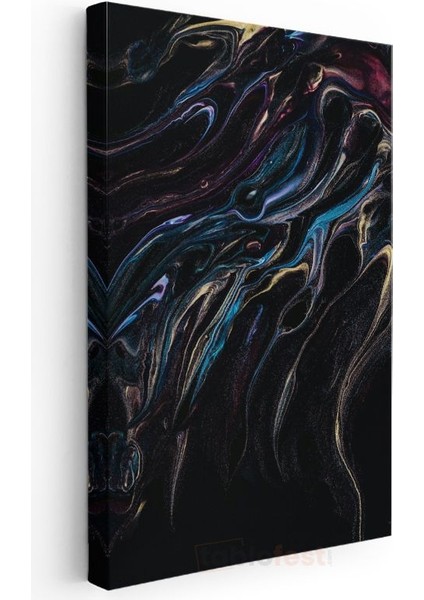 Gece Akışı - Koyu Zeminde Renkli Dalgalar Kanvas Tablo modelleri