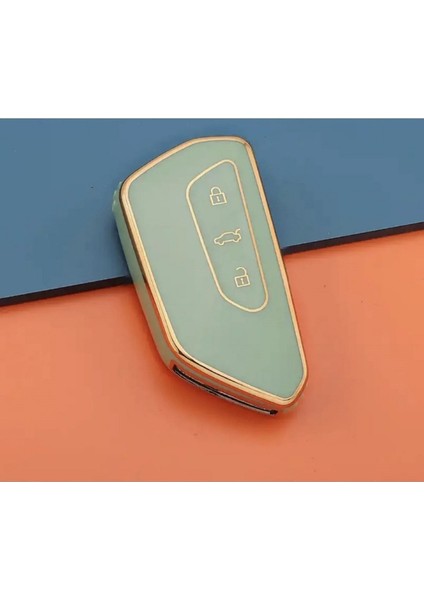 Golf 8 2021+ Caddy 2021+ Tiguan 2024 Leon Cupra Formenter Nano Anahtar Kılıfı Yeşil Gold Renk