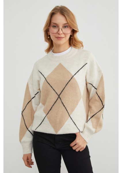 Baklava Desenli Oversize Kazak modelleri