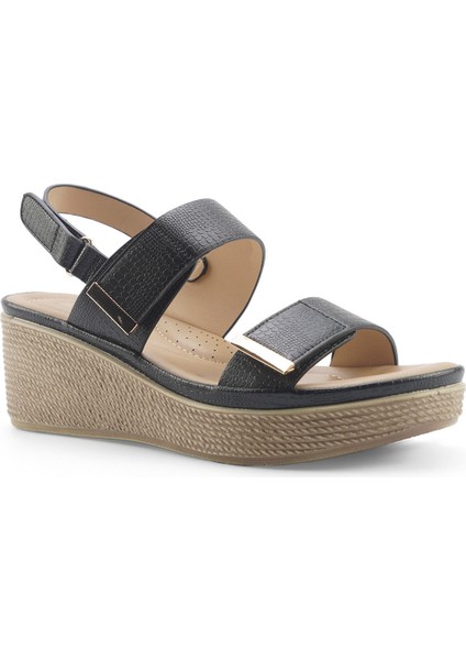 325096.Z 5fx Siyah Kadın Dolgu Topuk Sandalet