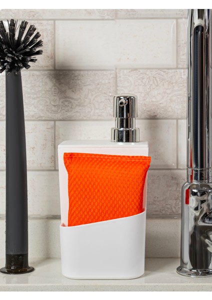 Sünger Hazneli Gümüş Kapaklı Mutfak Sıvı Sabunluk