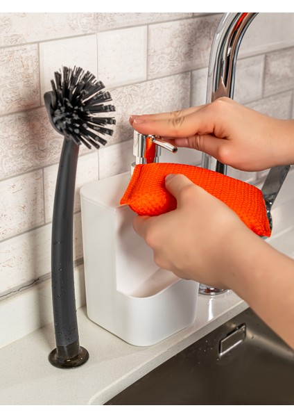 Sünger Hazneli Gümüş Kapaklı Mutfak Sıvı Sabunluk fiyatları