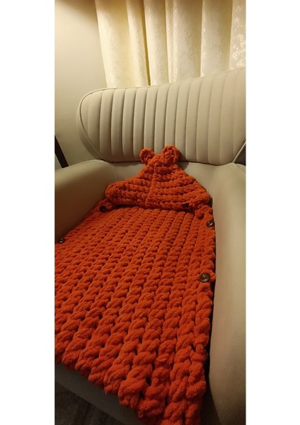 Ayıcıklı Yumuşacık ELÖRGÜSÜ%100 Organik Antialerjenik Battaniye/kundak/fortbebe/uyku Tulumu-Turuncu