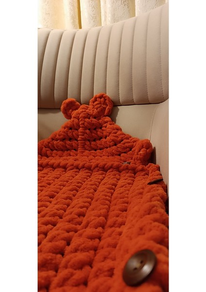 Ayıcıklı Yumuşacık ELÖRGÜSÜ%100 Organik Antialerjenik Battaniye/kundak/fortbebe/uyku Tulumu-Turuncu modelleri