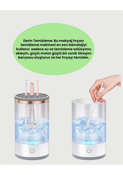 Taşınabilir, Sessiz ve Güçlü Makyaj Fırçası Temizleme Makinesi indirimleri