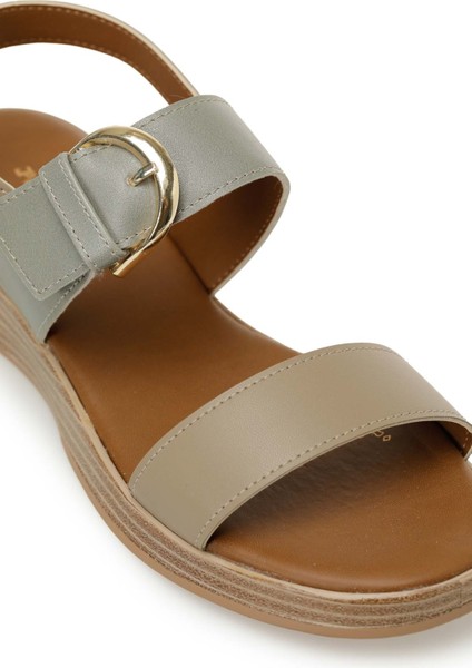 325067.Z 5FX Olive Kadın Dolgu Topuk Sandalet