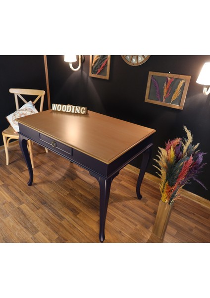 110 cm Çekmeceli Masif Lacivert Naturel Çalışma Masası fiyatları