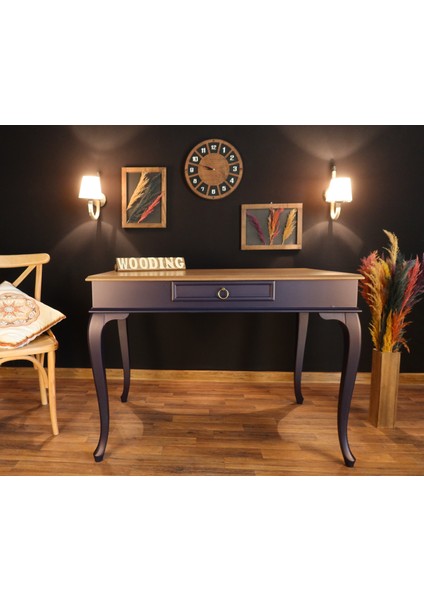 110 cm Çekmeceli Masif Lacivert Naturel Çalışma Masası modelleri