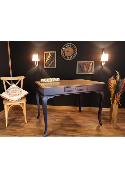 110 cm Çekmeceli Masif Lacivert Naturel Çalışma Masası indirimleri
