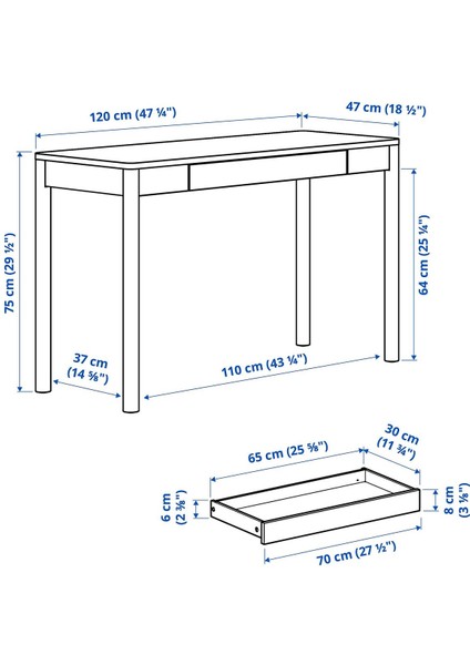 Çalışma Masası, Kırık Beyaz, 120X47 cm fiyatları