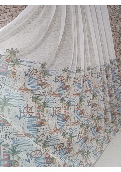 Çocuk Perdesi Tül Perde Deniz Manzaralı Genç ve Çoçuk Odaları Için 1/3 Pileli kisiye özel dikim ürünler modelleri