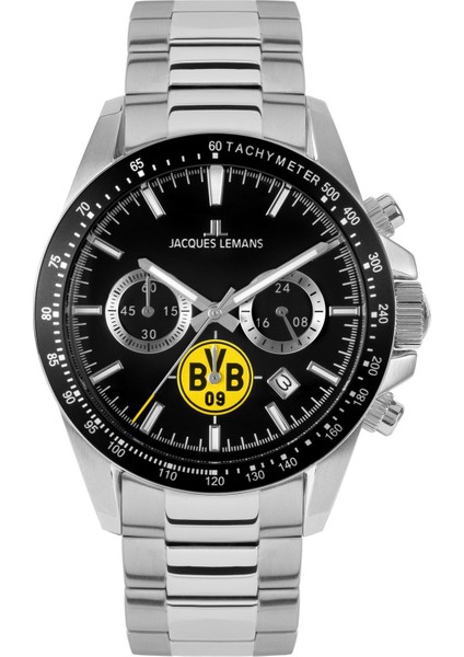 Jl.bvb-06 Quartz Çelik Gri Siyah Kadran 10 Atm 42 mm Erkek Kol Saati