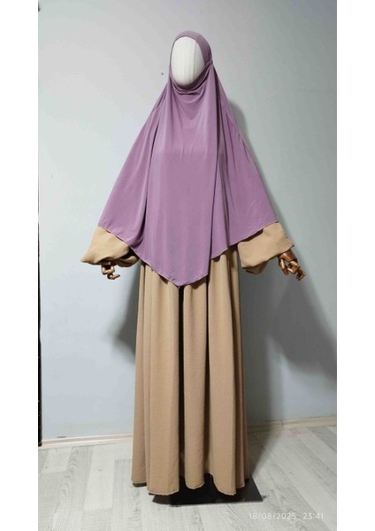 Maksi Boy Sandy Sufle Khimar Hazır Hijab Eşarp Leylak fiyatları