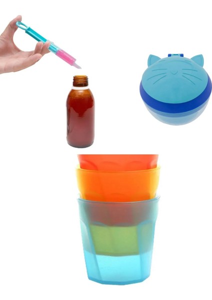 ve vitamin kaşığı/mavi atıştırma kabı/mini bebek bardakları