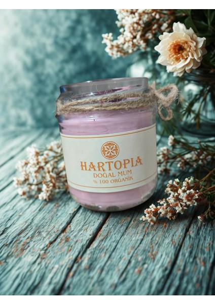 Hartopia-Doğal Kuru Pembe Gül Mum Cam Kavanoz