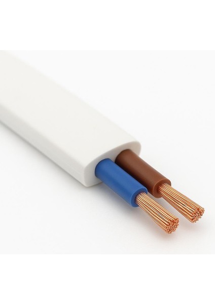 Fişli Yerpuarlı Kablo (Yassı)- Anahtarlı (2X0,50) Beyaz - 3 Metre fiyatları