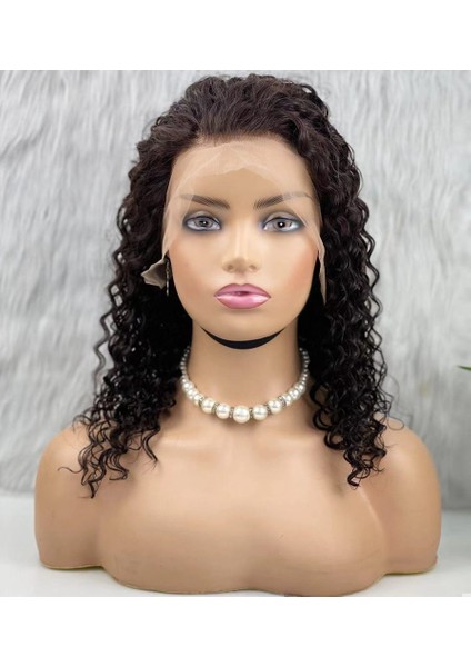 Gerçek Front Lace Tül Peruk / Afro Dalga / Doğal 50/55CM
