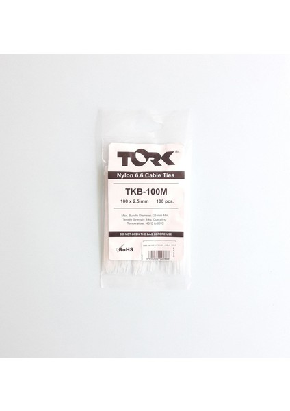 Beyaz Kablo Bağı 2,5X100