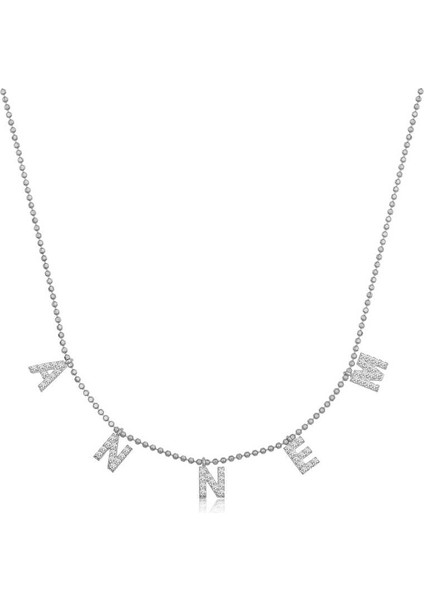 ​925 Ayar Gümüş Annem Yazılı Bayan Gümüş Kolye T6322