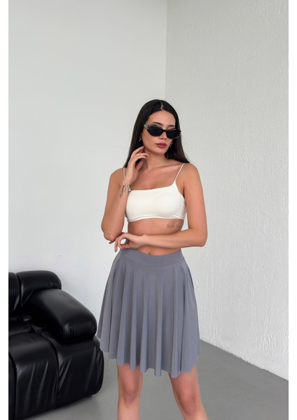 Kadın Kloş Model Volanlı Yumuşak Dokulu Esnek Beli Lastikli Sandy Kumaş Içi Şortlu Etek fiyatları