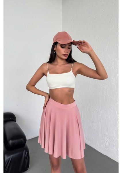 Kadın Kloş Model Volanlı Yumuşak Dokulu Esnek Beli Lastikli Sandy Kumaş Içi Şortlu Etek fiyatları