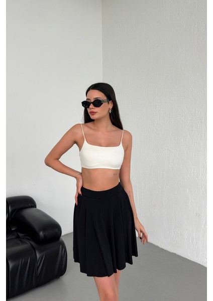 Kadın Kloş Model Volanlı Yumuşak Dokulu Esnek Beli Lastikli Sandy Kumaş Içi Şortlu Etek fiyatları