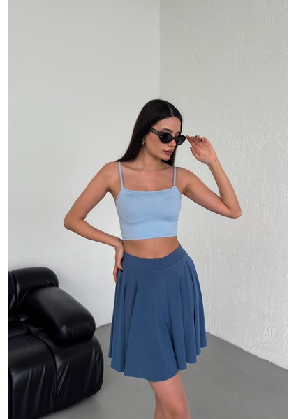 Kadın Kloş Model Volanlı Yumuşak Dokulu Esnek Beli Lastikli Sandy Kumaş Içi Şortlu Etek fiyatları