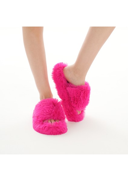 Fuşya Pembe Tüylü Terlik|pembe Tüylü Gelin Terliği| Parti, Ev, Kokoş, Eva Tabanlı Terlik|slipper