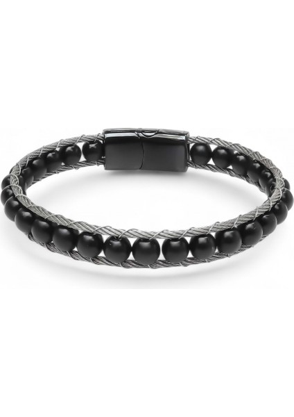 Oniks Doğaltaş Ve Çelik Halat Örme Bileklik 31832B2DH1 modelleri