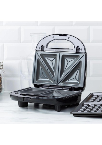 3'ü 1 Arada Siyah Tost Makinesi, Şık ve Kullanışlı Tasarım fiyatları